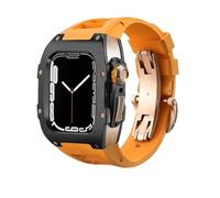 LBRTMED Schik RM Style Metal Watch Case+Kit MOD banda di orologi in gomma fluoro ， per serie 8 7 45mm 6 SE 5 4 44 mm Accessori per orologi sostitutivi Accessori per retrofit fai -da -te kit