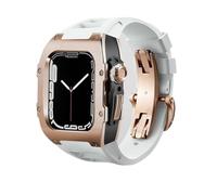 LBRTMED Schik RM Style Metal Watch Case+Kit MOD banda di orologi in gomma fluoro ， per serie 8 7 45mm 6 SE 5 4 44 mm Accessori per orologi sostitutivi Accessori per retrofit fai -da -te kit