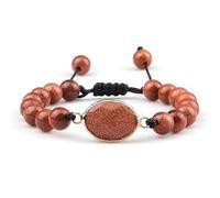 LBRTMED XFZJCHAP Bracciale da 8 mm per perle per maschi e donne, bracciale in pietra marrone regolabile da 6,5-11 pollici, gioielli di moda