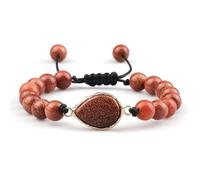 LBRTMED XFZJCHAP Bracciale da 8 mm per perle per maschi e donne, bracciale in pietra marrone regolabile da 6,5-11 pollici, gioielli di moda
