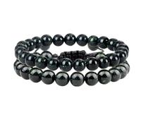 LBRTMED Xfzjchap Bracciale perle da 8 mm per donne e uomini, bracciale in pietra yoga intrecciata regolabile da 6,5-12 pollici, gioielli di moda