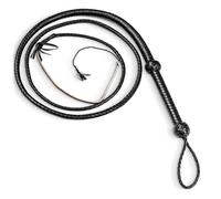 LB'S WHIP Indiana Jones Style - Frustino in Vera Pelle di Mucca, 1,8 m, 8 trecce, Colore: Nero