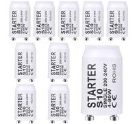 LbsAMP 10 Pezzi Starter S10 4-80W 200-240V Starter per Lampade Neon Longlife Starter Tubo Fluorescente Avviamento per Lampade Luce Fluorescente, Accensione Individuale dei Tubi Fluorescenti