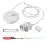 LbsAMP Lampada a Sospensione E27 con Cacciavite Portalampada E27 in Metallo 150cm Cavo Doppia Linea Lampada Cucina Soffitto a Sospensione per Plafoniera Lampada a Sospensione Soggiorno - Bianco