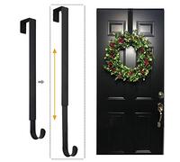 LBSUN Gancio per ghirlanda, regolabile sopra la porta da 37 a 63 cm, supporto per ghirlanda e gancio per porta d'ingresso, 9,1 kg più grande, gancio per decorazioni natalizie (nero)