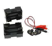 LBTODH 2Sets 6X 1.5V Battery Holder con T Tipo Wired Batteria Alligatore Clip Standard Snap Kit Connettore 9V Addensare Plastica Cassa Batteria