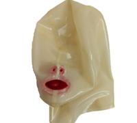 LBUZHOY Lattice Testa Coperchio Cappuccio in Gomma A Pieno Facciale Fatto a Mano con Cerniera per Unisex Cosplay Latex Gioco(Size:M-65CM)