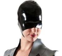 LBUZHOY Maschera di Lattice Esposti Bocca Cappuccio in Gomma Lattice Testa Coperchio con Cerniera Fatto a Mano per Cosplay(Size:S-63CM)