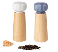Lbvzxkad 2 Pezzi Macina Sale e In Legno con Coperchio In Ceramica, Set di Macinacaffè Regolabili, Sale e Ricaricabili (Blu +)