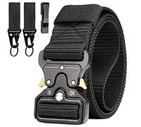 LC-dolida, cintura tattica, cintura da lavoro, cintura di sicurezza con 2 ganci tattici per chiavi e fibbia in metallo, cintura tattica da uomo, cintura per sport all'aria aperta, campeggio, caccia Ne