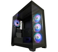 LC-Power Gaming 715B Seamless Pale X Midi-Tower ATX Gaming Case Case con 4 ventole ARGB da 120 mm, pannello I/O, software di scheda madre RGB, pannello frontale e laterale in vetro temperato (nero)