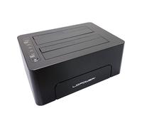 LC-POWER LC-Dock-C-V2, docking station USB-C Dual SATA, funzione clonazione per HDD/SSD da 2,5" e 3,5", USB 3.2 Gen 1 fino a 5 Gb/s, cambio senza attrezzi, indicatore di progresso a LED