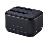 LC-POWER LC-DOCK-U3-III | Docking Station USB 3.0 a 2 Alloggiamenti per Hard Disk e SSD SATA | 2,5 e 3,5 Pollici, Clonazione con un Tasto | Hot Swap, Senza Attrezzi