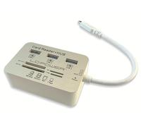 LC-POWER LC-HUB-C-CR | Hub USB-C con 3 Porte USB-A e Lettore di Schede Multiplo | SD, SDHC, T-Flash, M2 e MS Duo | USB 3.2 Gen 1 fino a 5 Gbit/s, 51 Grammi, Argento e Bianco