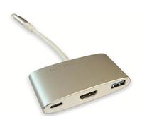 LC-POWER LC-HUB-C-MULTI-4 | Hub USB-C 3 in 1 con HDMI 4K e Power Delivery 100 W | 1x USB-A da 5 Gbit/s, HDMI 4K a 30 Hz o Full HD a 60 Hz | Alluminio, 45 Grammi, Argento e Bianco