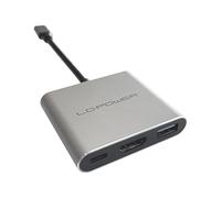 LC-Power LC-HUB-C-MULTI-4-V2 Hub USB-C | porta USB 3.0 | porta HDMI | USB-C Power Delivery | 5 Gbps Superspeed | Plug 'n'Play