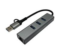 LC-Power LC-HUB-C-Multi-9 Hub USB-C | 3 Porte USB | Porta LAN Gigabit | Plug & Play