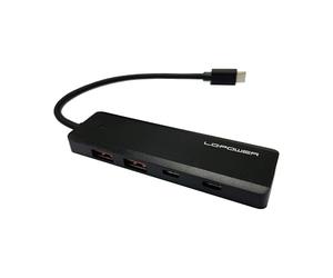 LC-POWER LC-HUB-U3-4-C | Hub USB-C con 2 Porte USB-A e 2 Porte USB-C | USB 3.2 Gen 2 fino a 10 Gbit/s, Plug and Play | Alimentazione Opzionale, Cavo da 165 mm