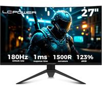 LC-Power LC-M27FC Monitor Gaming 27" FHD VA Ultra Rapid 1920x1080, 180 Hz, 1ms MPRT, 123,1% di Gamma Cromatica sRGB, Adaptive Sync - DP 1.4, HDMI 2.0, VESA 100x100, Casse non Incluse