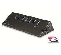 LC-HUB-ALU-2B-7 - Hub USB 3.0, 6+1 porta, nero, incl. Alimentatore