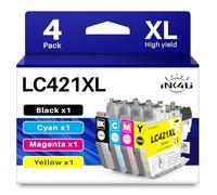 LC421XL Cartucce Compatibili per Brother LC421 LC-421XL Multipack per Brother per MFC-J1010DW DCP-J1050DW DCP-J1140DW DCP-J1800DW (1 Nero, 1 Ciano, 1 Magenta, 1 Giallo, 4-Pack)
