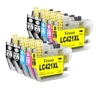 LC421XL LC-421XLVAL - Cartucce d'inchiostro compatibili con Brother LC421 LC421XL LC-421XL LC-421XLVAL LC421XLVAL per Brother DCP-J1050DW MFC-J1010DW DCP-J1140DW (4 nero 2 ciano 2 giallo 2 magenta)