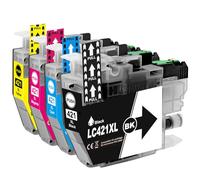 LC421XL LC-421XLVAL Cartuccia d'inchiostro Compatibile per Brother LC421 LC421XL per DCP-J1050DW MFC-J1010DW DCP-J1140DW DCP-J1800DW Stampante LC-421XLBK LC-421XLC LC-421XLM LC-421XLY (4-Pack)