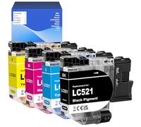 LC521 LC521VAL Cartuccia d'inchiostro Compatibile per Brother DCPJ1260W DCPJ1310DW DCPJ1313DW DCPJ1360DW DCPJ1460DW Stampante LC521BK LC521C LC-521M LC-521Y (4-Pack)