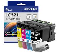 LC521 LC521VAL DCPJ1260W Cartucce d'inchiostro Compatibili con Brother LC 521 LC521XL Multipack DCPJ1310DW DCPJ1313DW DCPJ1360DW DCPJ1460DW (4 Pack, Nero/Ciano/Magenta/Giallo)