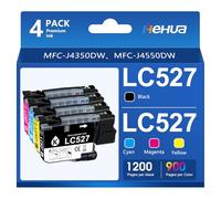 LC527 Cartucce compatibili per Brother LC 527 Multipack cartucce per Brother LC527 Set 527 LC-527VAL per stampanti Brother MFC-J4350DW MFC-J4550DW (LC527BK, LC527C, LC527M, LC527Y, confezione da 4