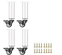 LCANALLYMS 4 Gambe Regolabili in Metallo for mobili, for armadietti con Ruote girevoli, di Supporto Ricambio(White,7-9.4in)