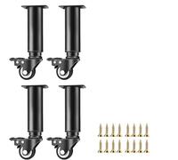 LCANALLYMS 4 Gambe Regolabili in Metallo for mobili, for armadietti con Ruote girevoli, di Supporto Ricambio(Black,9.4-14in)