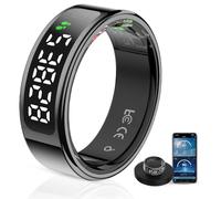 LCD Display Smart Ring - Sleep Tracker Touch Control Ring with Heart Rate/Blood Oxygen/Step Counter, Wireless Charging Dock, 5ATM Waterproof Fitness Tracker, No Subscription Fee for iOS/Android