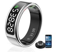 LCD Display Smart Ring - Sleep Tracker Touch Control Ring with Heart Rate/Blood Oxygen/Step Counter, Wireless Charging Dock, 5ATM Waterproof Fitness Tracker, No Subscription Fee for iOS/Android