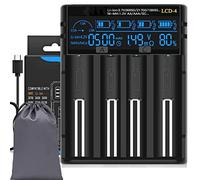 LCD4 18650 - Caricabatteria, schermo LCD in grado di visualizzare la capacità, 2 A, caricatore universale rapido, batteria agli ioni di litio da 3,7 V AA AAA NI-MH/NI-Cd