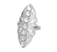 LCDIUDIU 7 Anelli Con Pietre Chakra, Grande Anello In Argento Con Fiore Cavo, Perle Rotonde, Pietra Energetica Naturale, Aperto, Regolabile, Cerchietto, Fascia per Il Pollice, Regalo per Donna, Cris