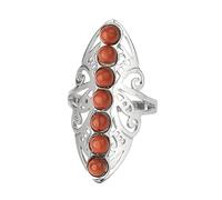 LCDIUDIU 7 Anelli Con Pietre Chakra, Grande Anello In Argento Con Fiore Cavo, Perle Rotonde, Pietra Energetica Naturale, Anello Aperto Regolabile, Cerchietto, Fascia per Il Pollice, Regalo per Donna
