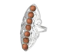 LCDIUDIU 7 Anelli Con Pietre Chakra, Grande Anello In Argento Con Fiore Cavo, Perle Rotonde, Pietra Energetica Naturale, Anello Aperto Regolabile, Cerchietto, Fascia per Il Pollice, Regalo per Donna