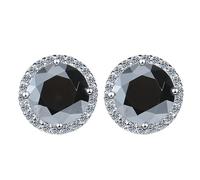 LCDIUDIU 925 Sterling Silver Earring Stud, Hollow Circle Inlay 5Mm Round Cut Zircon Small Studs Hypoallergenic Birthstone Earrings Gem Jewelry Gift For Women Wife Mom Black
