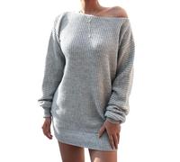 LCDIUDIU Abito Corto da Donna A Maglia A Trecce con Spalle Scoperte, Modello Oversize Lanterna, Maniche Lunghe, Ampio E Morbido, Aderente, in Maglia, per Autunno Inverno, Serate Fuori, Club, Tempo L