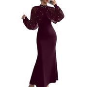 LCDIUDIU Abito Lungo Aderente da Donna con Scialle Trasparente E per Line,Collo Alto,Elegante Abito da Sera Formale A Sirena per Invitati A Matrimoni,Cocktail Party,Balli di Fine Anno,Damigelle D'On