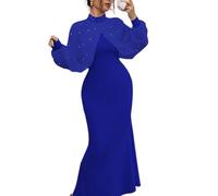 LCDIUDIU Abito Lungo Aderente da Donna con Scialle Trasparente E per Line,Collo Alto,Elegante Abito da Sera Formale A Sirena per Invitati A Matrimoni,Cocktail Party,Balli di Fine Anno,Damigelle D'On