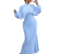 LCDIUDIU Abito Lungo Aderente da Donna con Scialle Trasparente E per Line,Collo Alto,Elegante Abito da Sera Formale A Sirena per Invitati A Matrimoni,Cocktail Party,Balli di Fine Anno,Damigelle D'On