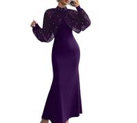 LCDIUDIU Abito Lungo Aderente da Donna con Scialle Trasparente E per Line,Collo Alto,Elegante Abito da Sera Formale A Sirena per Invitati A Matrimoni,Cocktail Party,Balli di Fine Anno,Damigelle D'On