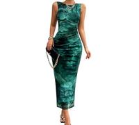 LCDIUDIU Abito Lungo Aderente da Donna Senza Maniche in Rete con Effetto Tie Dye E Spacco Laterale, Abito Lungo Estivo Sexy Anni 2000 per Serate in Discoteca, Feste, Cocktail, Matrimoni, Elegante Ab