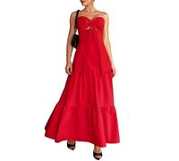 LCDIUDIU Abito Lungo da Donna con Scollo all'Americana E Schiena Scoperta, Senza Spalline, Tubolare, Torsione Frontale, Abito Infinito Traforato, Estivo, Elegante, Vita Impero, Linea Ad A, Abito LUN