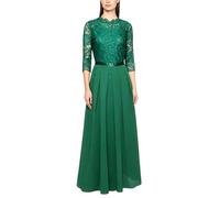 LCDIUDIU Abito Lungo da Donna in Pizzo E Chiffon, Elegante Abito Formale da Sera Aderente con Maniche A 3/4, Vita Alta, Abito Lungo Plissettato Trapezio per Invitata A Matrimoni, Damigella d'Onore,
