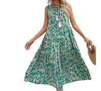 LCDIUDIU Abito Lungo da Donna Stile Boho con Stampa Tie Dye, Senza Maniche, con Lacci sul Davanti, Scollo A V, Ampio E Svasato, Modello A Trapezio, Perfetto per L'Estate, La Spiaggia, Le Vacanze, I