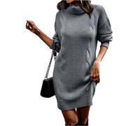 LCDIUDIU Abito Maglione Corto da Donna A Collo Alto con Trecce Grosse, Maniche Lunghe, Tunica Dritta E Ampia, Lavorato Maglia, Autunno Inverno, Casual, Streetwear, Morbido, Spesso, Caldo, Maglione,