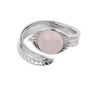 LCDIUDIU Anelli Aperti In Pietra Naturale per Donna, Argento, Foglia Intagliata, Incastonatura Rotonda, Ossidiana Reiki, Gemma Energetica, Dito Regolabile, Cerchietto, Fascia per Il Pollice, Gioiell